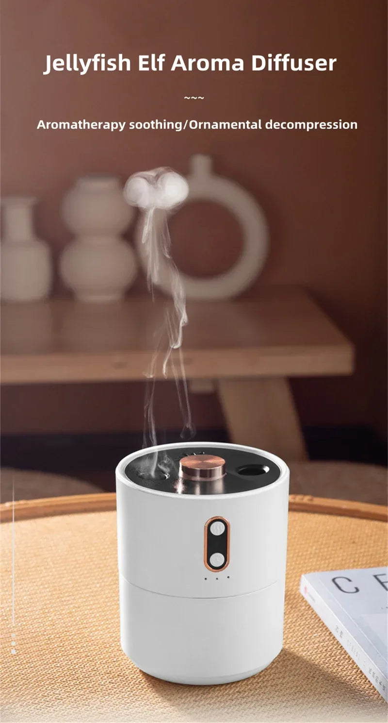 450ml Jellyfish USB Electric Ultrasonic Air Humidifier Dual Nozzle Heavy Fog Humidifier