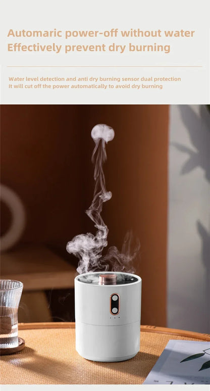 450ml Jellyfish USB Electric Ultrasonic Air Humidifier Dual Nozzle Heavy Fog Humidifier