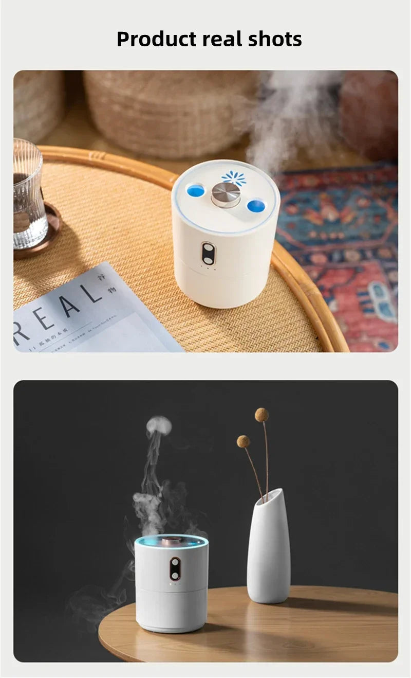 450ml Jellyfish USB Electric Ultrasonic Air Humidifier Dual Nozzle Heavy Fog Humidifier